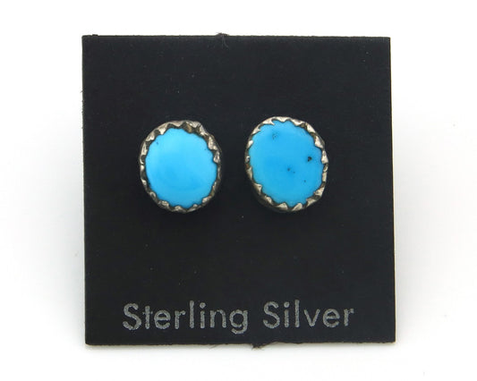 Navajo Earrings Sterling Silver Natural Turquoise Vintage Handmade