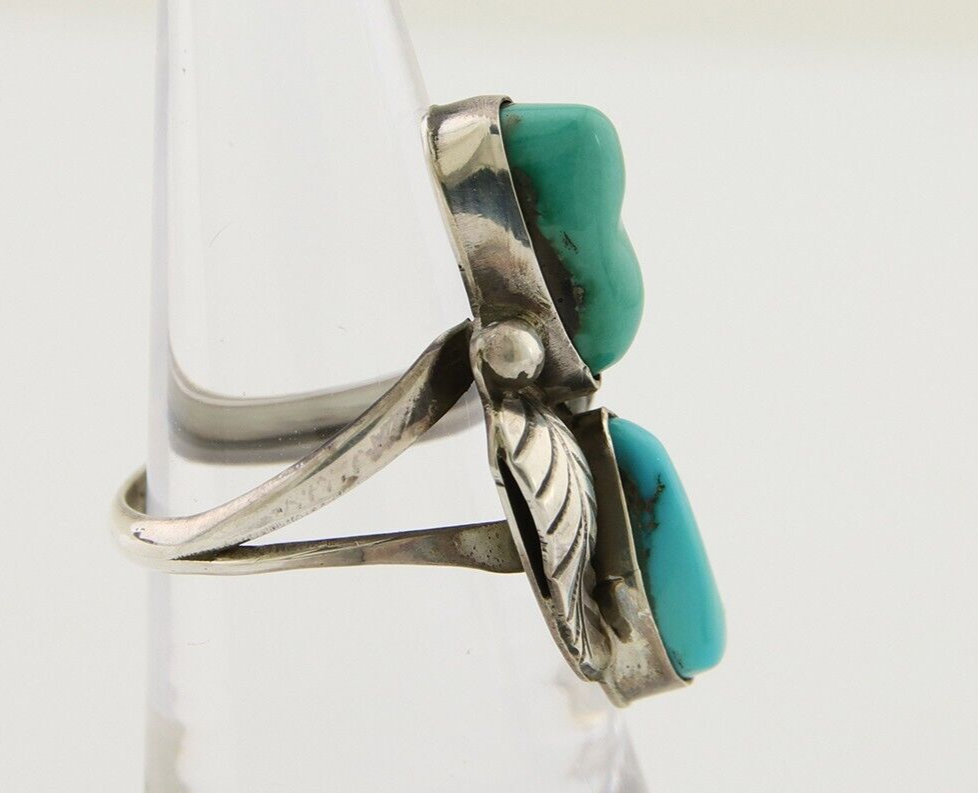 Navajo Ring 925 Silver Natural Blue Turquoise Native American Artist C.80's