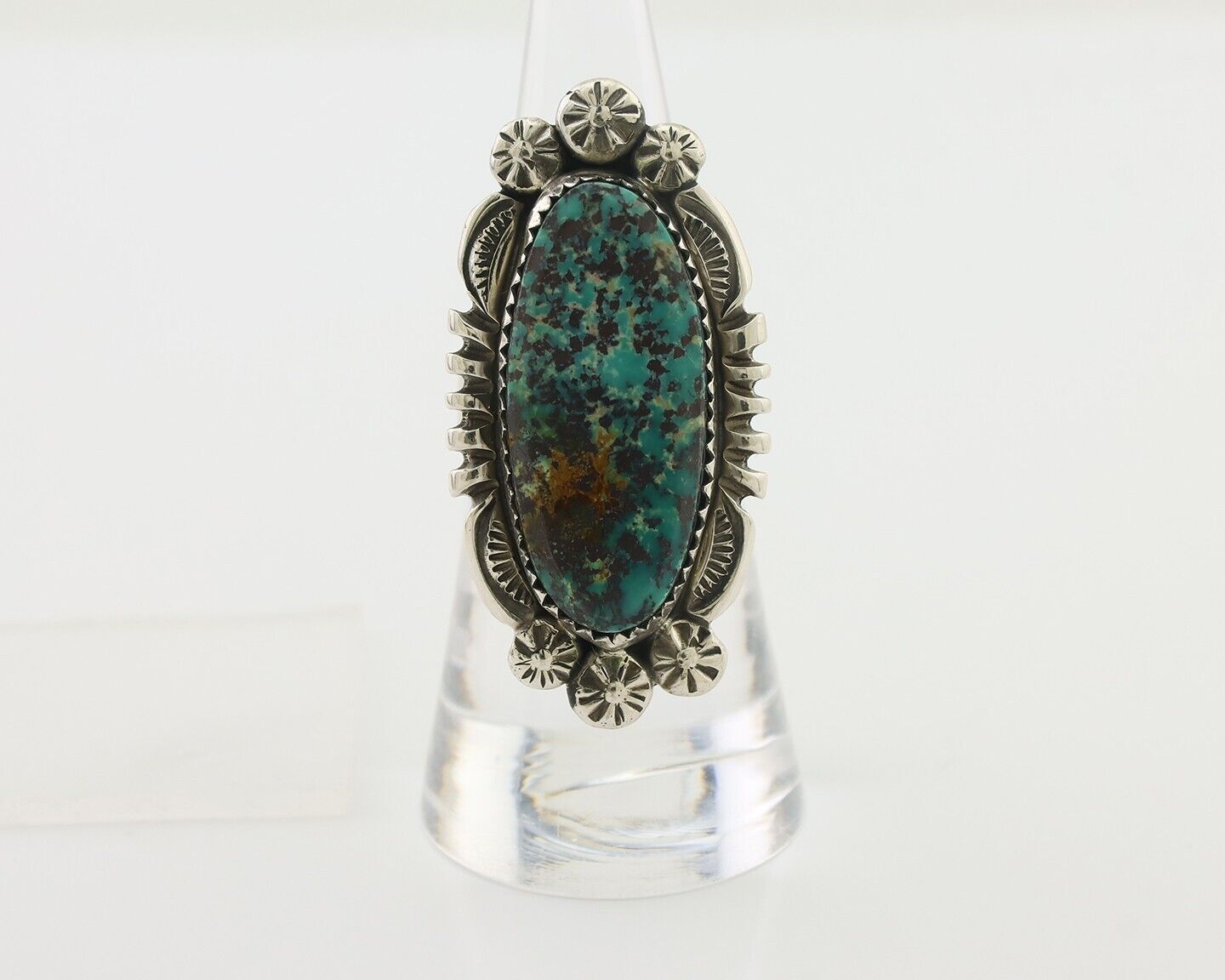 Navajo Ring 925 Silver Natural Blue Turquoise Native American Artist C.80's