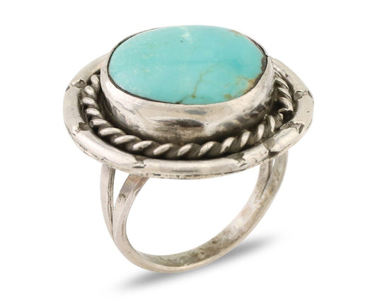 Navajo Handmade Ring 925 Silver Turquoise Native American Artist C.80's