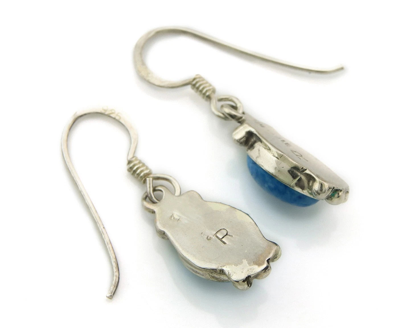 Navajo Dangle Earrings Sterling Silver Lapis Native American Artist