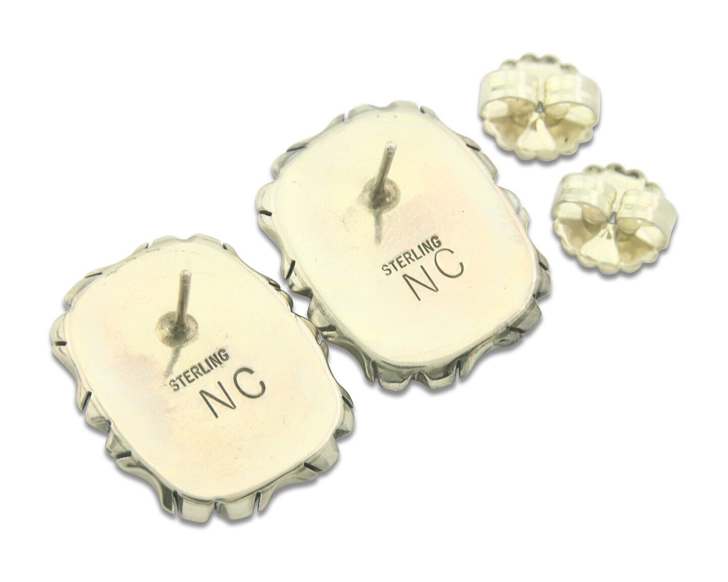 Navajo Earrings 925 Silver Natural Turquoise Native Artist NC C.80's