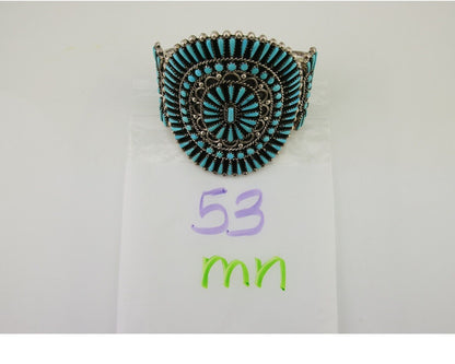 Men Navajo Bracelet 925 Silver Natural Blue Turquoise Signed Benson Yazzie C80s