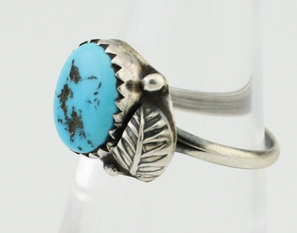 Navajo Ring 925 Silver Sleeping Beauty Turquoise Native American Artist C.80's