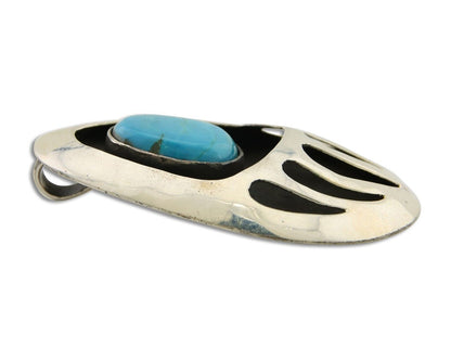 Navajo Paw Pendant 925 Silver Natural Turquoise Native American Artist C.80's