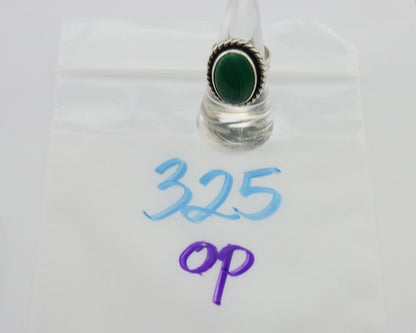 Navajo Ring 925 Silver Natural Malachite Native American Artist C.80's