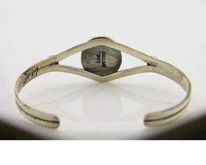 Navajo Cuff Bracelet 925 Silver Turquoise Native American Artist Handmade C.80's