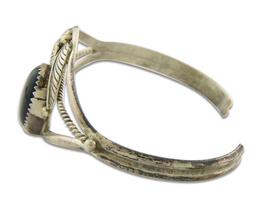 Vintage Navajo Bracelet 925 Silver Onyx Traditional Handmade Native American