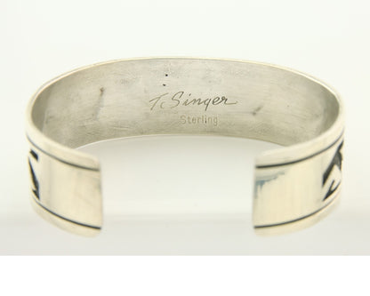 Navajo Bracelet 925 Silver Artist Signed Thomas Singer Cuff C.80's