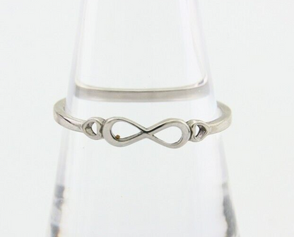 Infinity Heart Promise Ring 925 Solid Silver Size 8.0