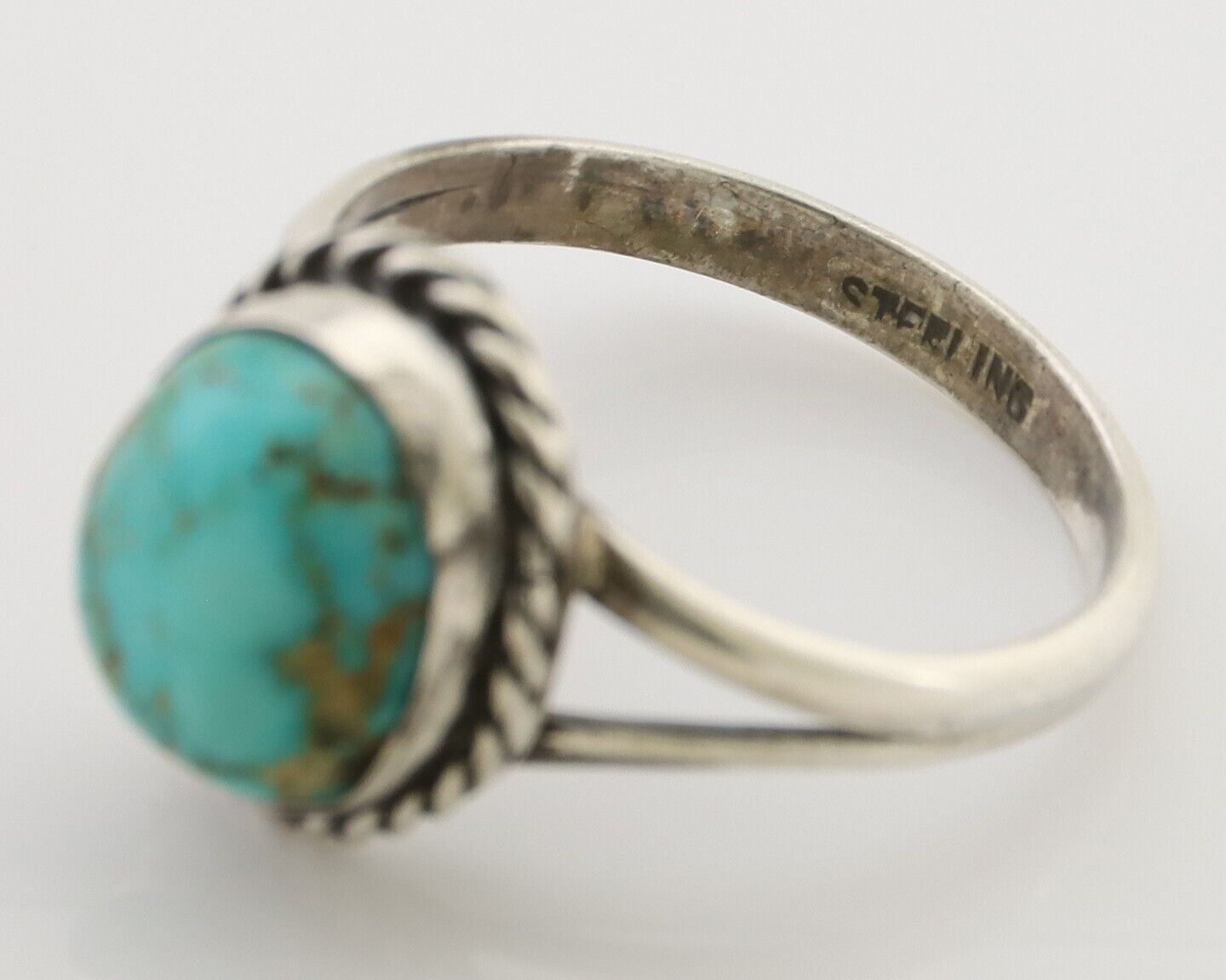 Navajo Ring 925 Silver Natural Blue Turquoise Native American Artist C.80's