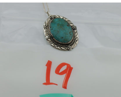 Navajo Necklace 925 Silver Natural Kingman Turquoise Native American C.80's