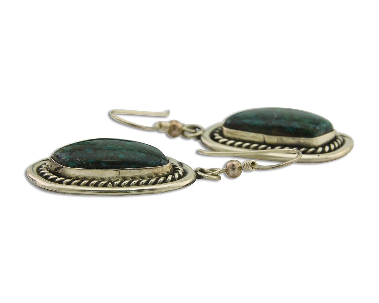 Navajo Earrings 925 Silver Natural Turquoise Artist Signed Sunwest C.80's