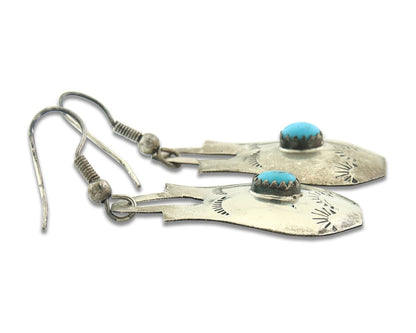 Navajo Earrings Sterling Silver Turquoise Vintage Dangle Signed L Ramone