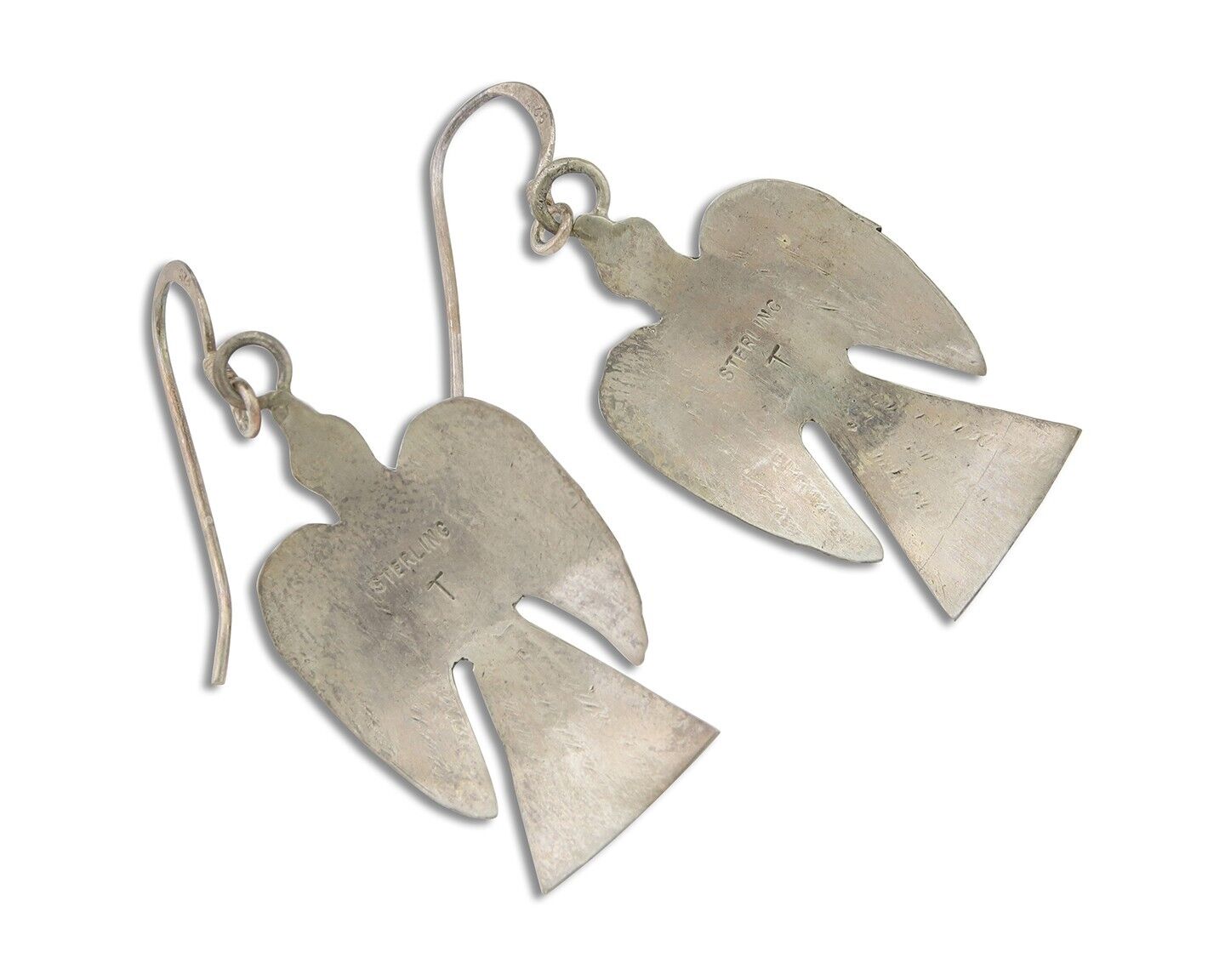 Navajo Thunderbird Earrings 925 Silver Natural Turquoise Native Artist C.80's