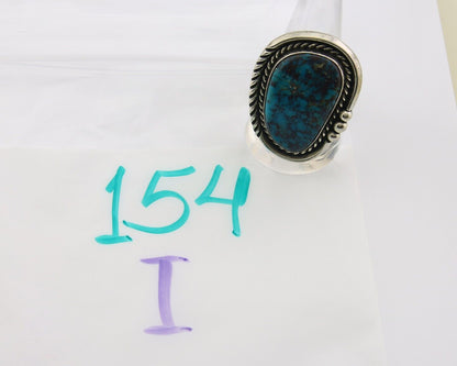 Navajo Ring 925 Sterling Natural Blue Turquoise Signed Ben S C.80's Size 9.75