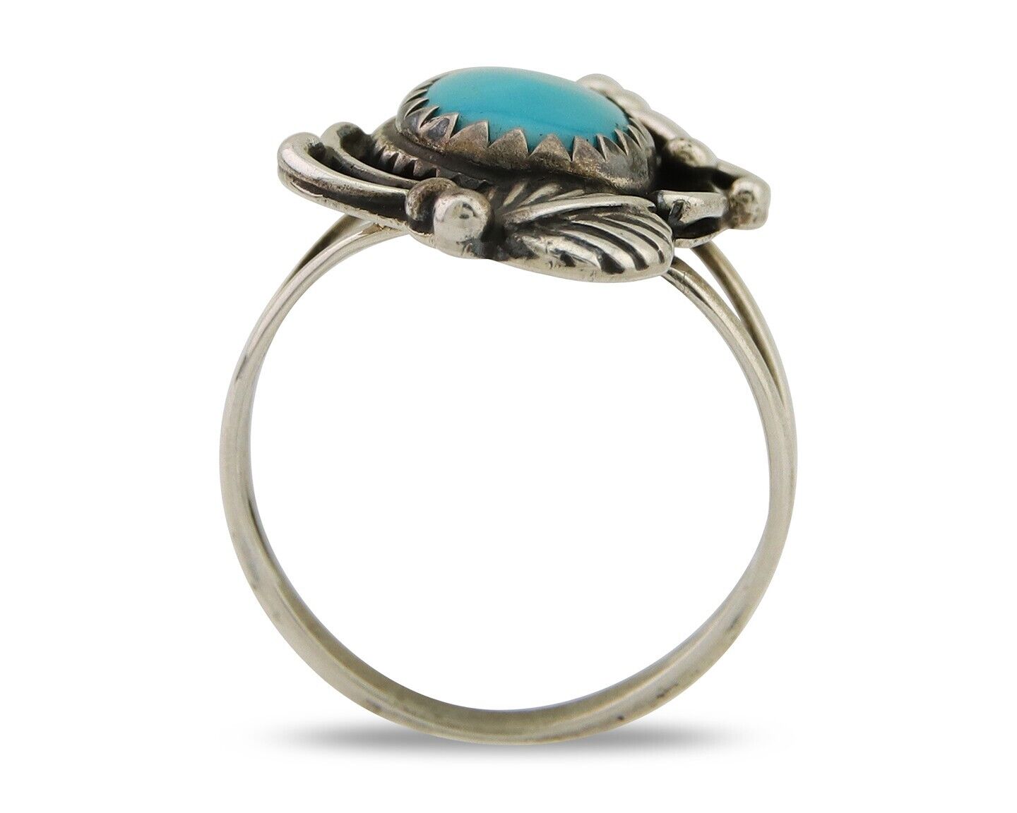Navajo Ring 925 Sterling Silver Natural Turquoise Native American Artist C.80's