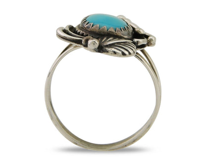 Navajo Ring 925 Sterling Silver Natural Turquoise Native American Artist C.80's