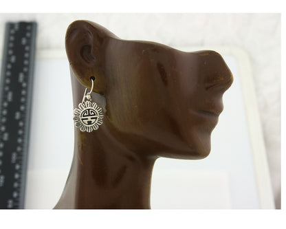 Navajo Tiwa Sun Earrings Sterling Silver Dangle Vintage Authentic