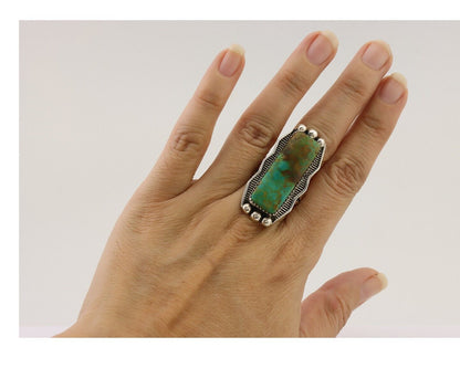 Navajo Hamdmade Ring 925 Silver Southwest Turquoise Signed D C.80's