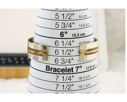 Navajo Bracelet 925 Silver Native American Handmade Yellow Gold Plated Cuff C80s