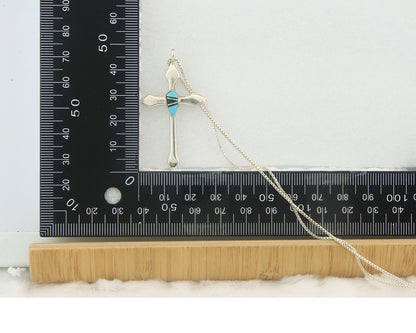 Navajo Cross Necklace Sterling Silver Authentic Natural Gemstones Signed M