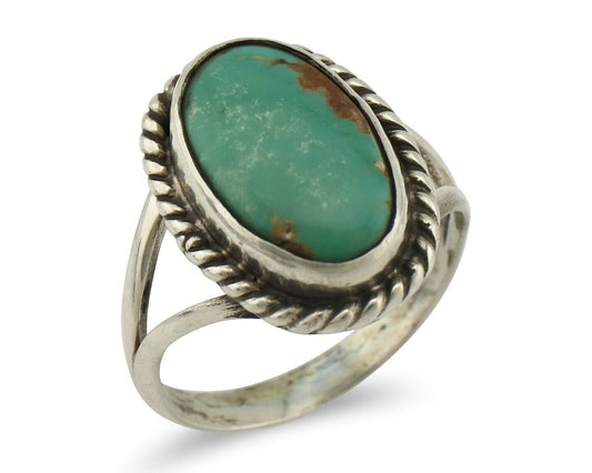 Navajo Ring 925 Silver Kingman Turquoise Native American Artist C.80's