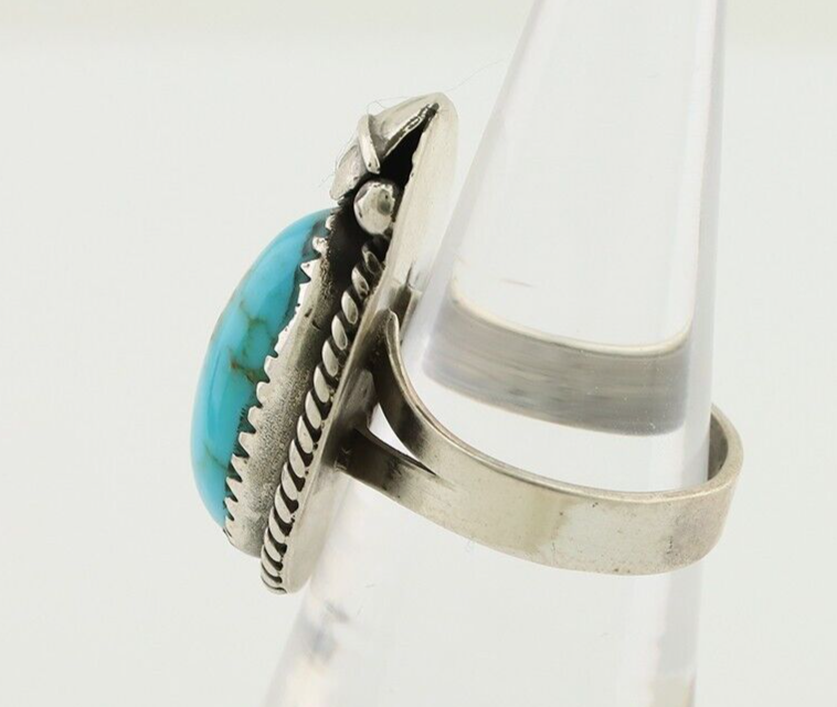 Navajo Ring 925 Silver Natural Blue Turquoise Native American Artist C.80's