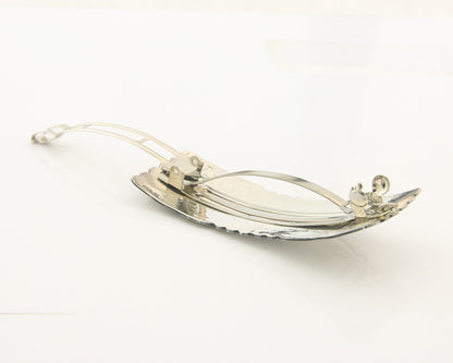 Vintage Navajo Barrette 925 Sterling Silver Hand Stamped Signed HT