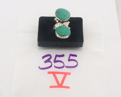 Vintage Navajo Ring 925 Sterling Authentic Turquoise Signed LB Size 7.75