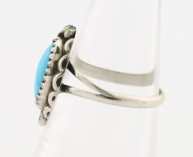 Navajo Ring 925 Silver Sleeping Beauty Turquoise Signed SkyStone Creations C80s