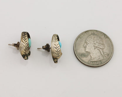 Navajo Earrings 925 Silver Natural Turquoise Native American Artist C.80's