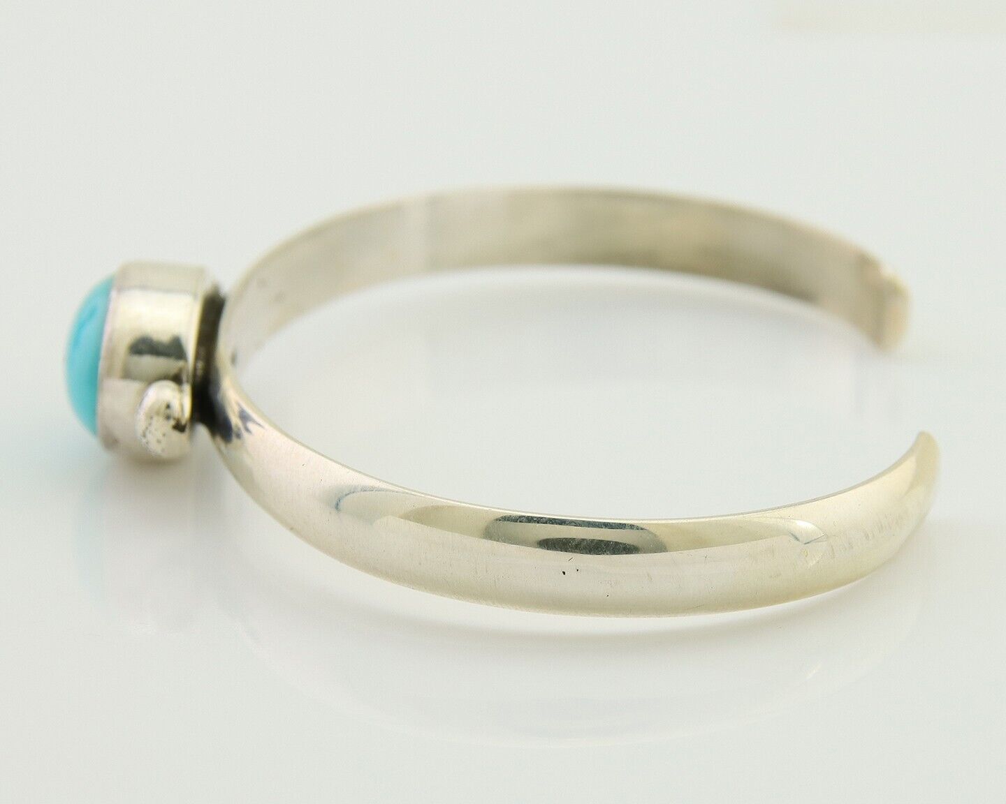 Navajo Cuff Bracelet Blue Turquoise 925 Silver Native American Artist C.80's