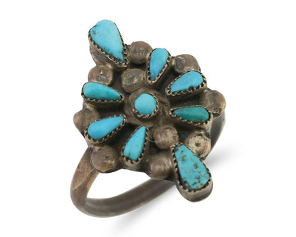 Vintage Handmade Navajo Ring Turquoise 925 Silver Size 7.25 C.80's
