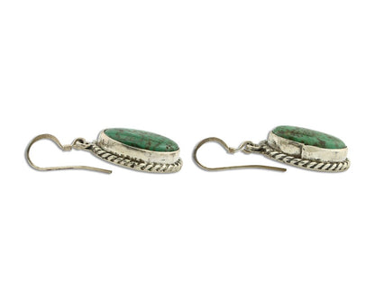 Navajo Earrings 925 Silver Natural Green Turquoise Native Artist C.80's