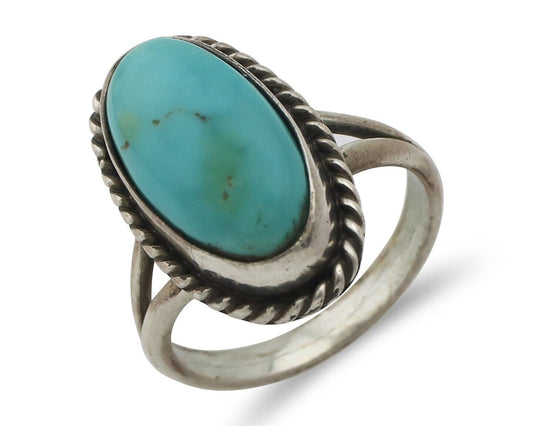 Navajo Ring .925 Silver Natural Kingman Turquoise Native American Artist C.80's