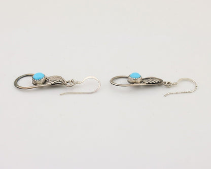 Navajo Dangle Earrings 925 Silver Sleeping B Turquoise Native Artist C.80's