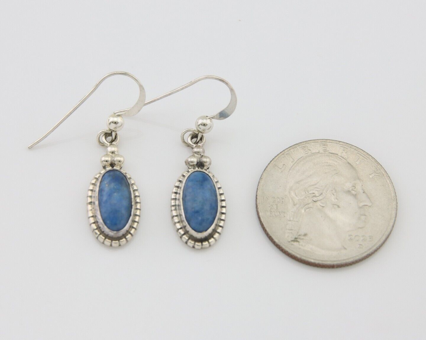 Navajo Dangle Earrings 925 Silver Natural Denim Lapis Signed Melissa Yazzie C80s