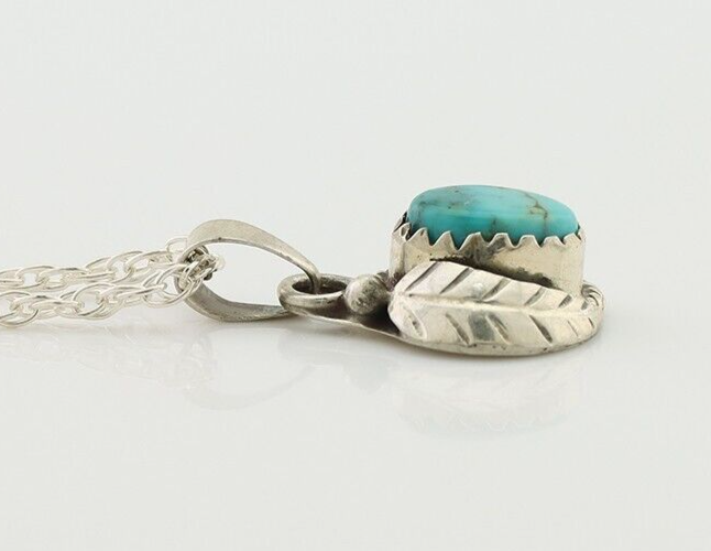 Navajo Pendant 925 Silver Natural Blue Turquoise Artist Native American C.80's
