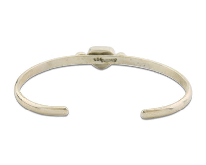 Navajo Bracelet .925 Silver Natural Red Coral Cuff Native American Artist C.80's