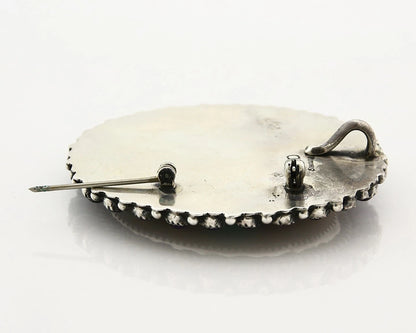 Navajo Pin Pendant Sterling Silver Gemstone Vintage Signed OD C.80's
