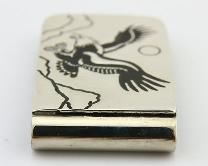 Navajo Eagle Money Clip .925 Silver & .999 Nickle Native American Artist C.80's