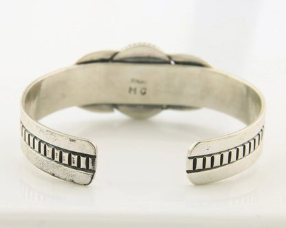 Navajo Cuff Bracelet Sterling Silver Turquoise Handmade Vintage Signed MG