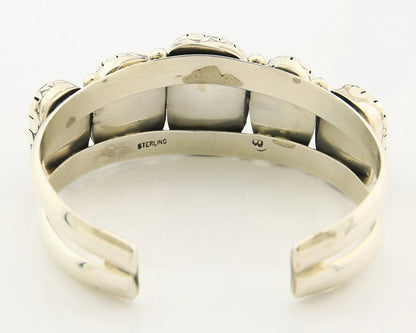 Navajo Bracelet Sterling Silver Spiderweb Turquoise Vintage Signed Lydia Begay