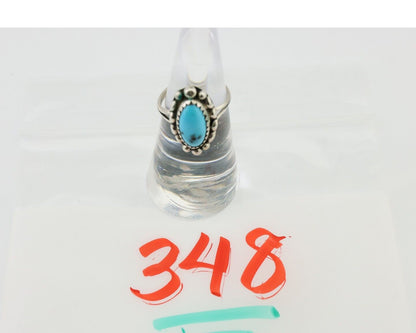 Navajo Ring 925 Silver Sleeping Beauty Turquoise Artist Signed SC C.80's