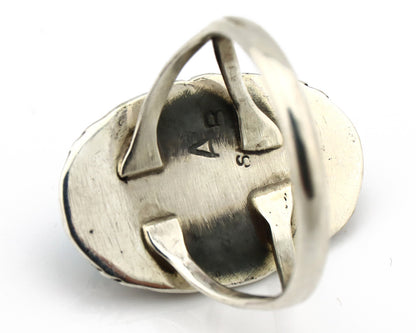 Navajo Ring .925 Silver Sleeping Beauty Turquoise Artist Signed Anna Begay C80s