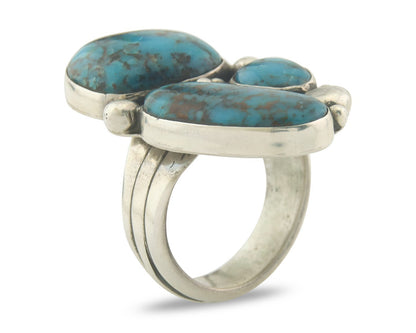 Vintage Navajo Ring 925 Sterling Authentic Turquoise Artist Signed D Size 9.0