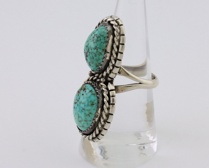 Navajo Ring 925 Silver Natural Spiderweb Turquoise Signed Tom Willeto C.80's