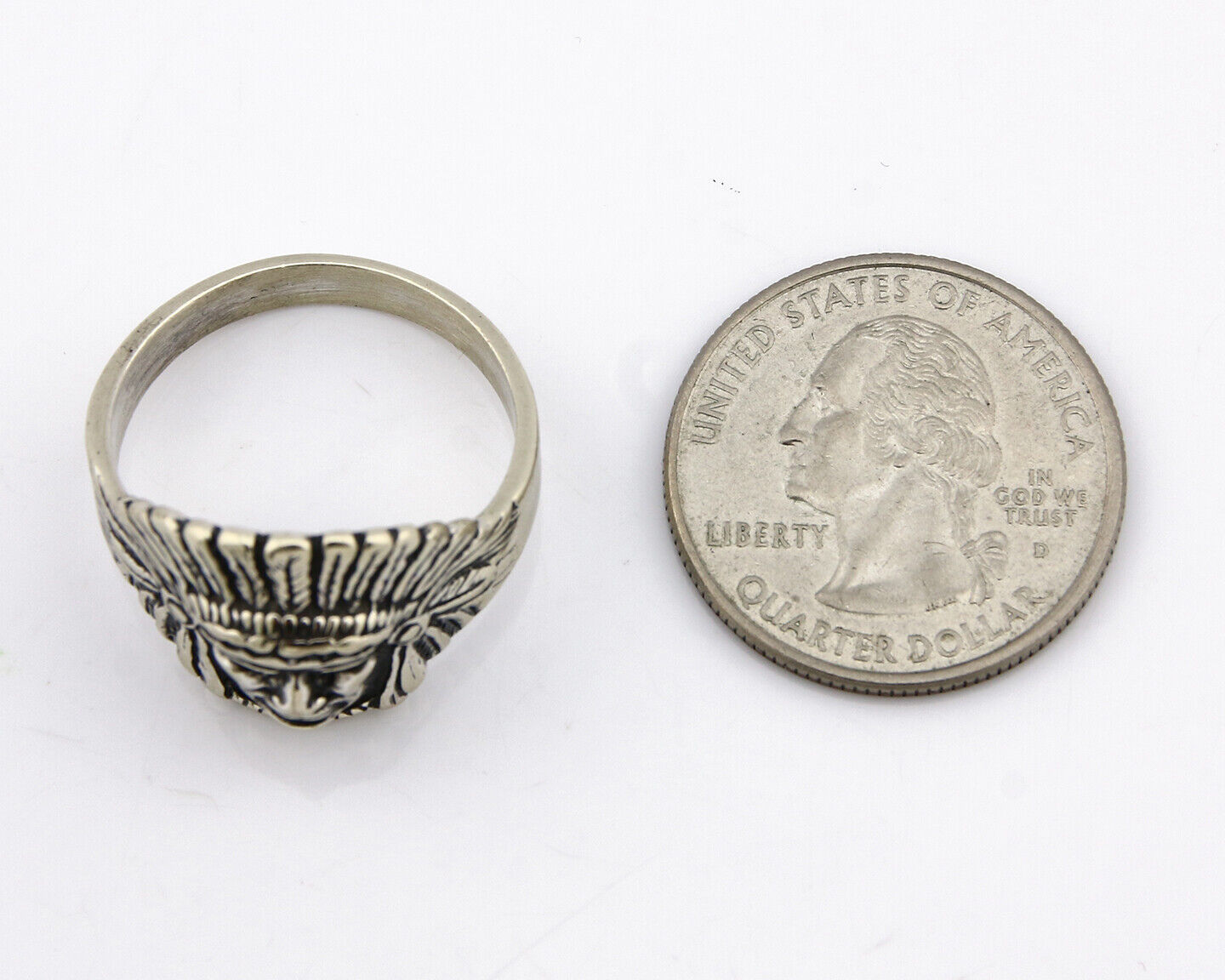 Navajo Warrior Chief Ring .925 Silver Artist Signed Wheeler C.80's Size 11.25