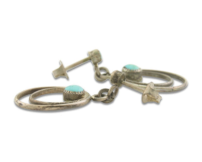 Navajo Earrings 925 Silver Natural Turquoise Native American Artist C.80's